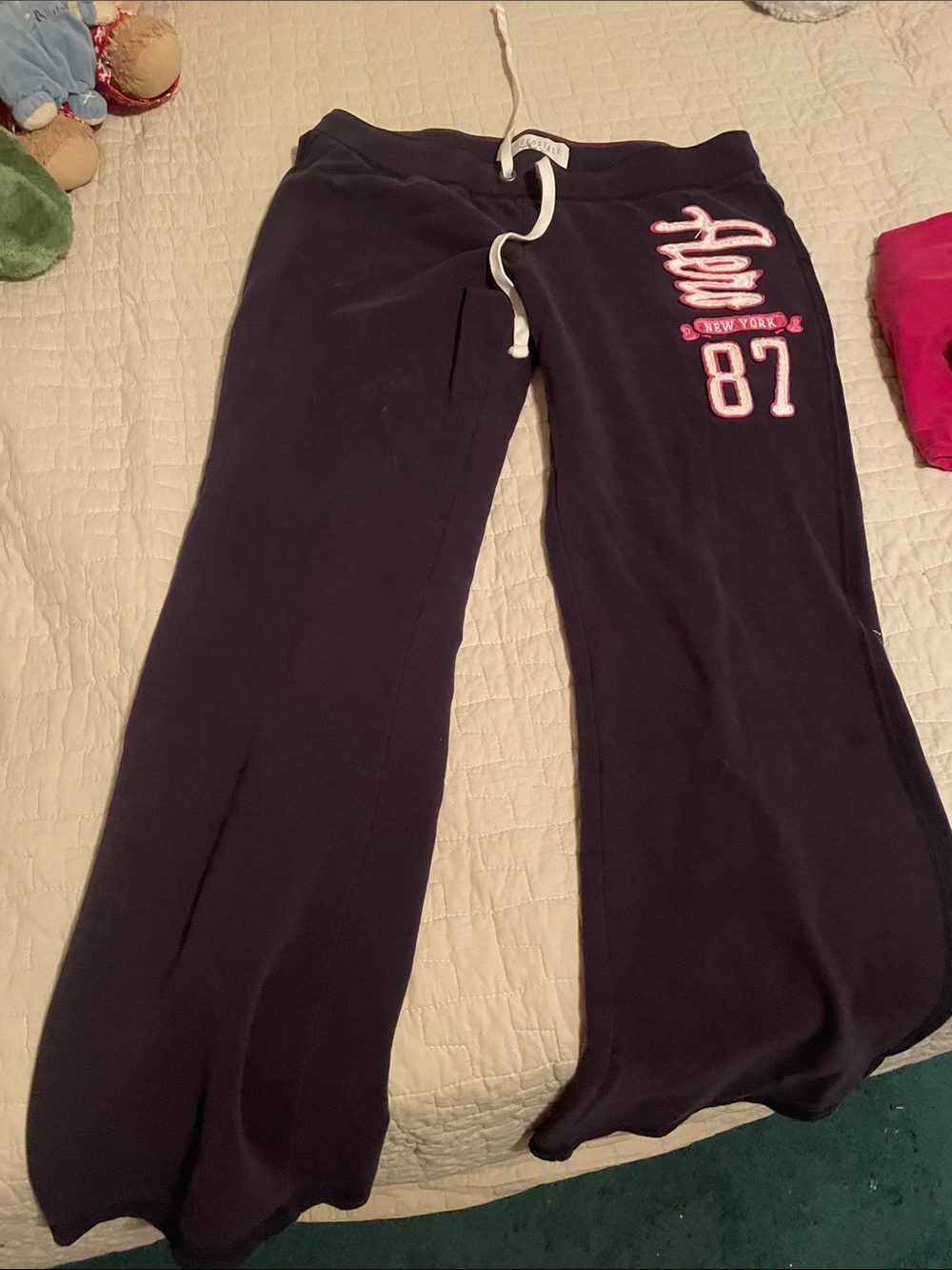 Navy Sweatpants with Pink Accent "87"